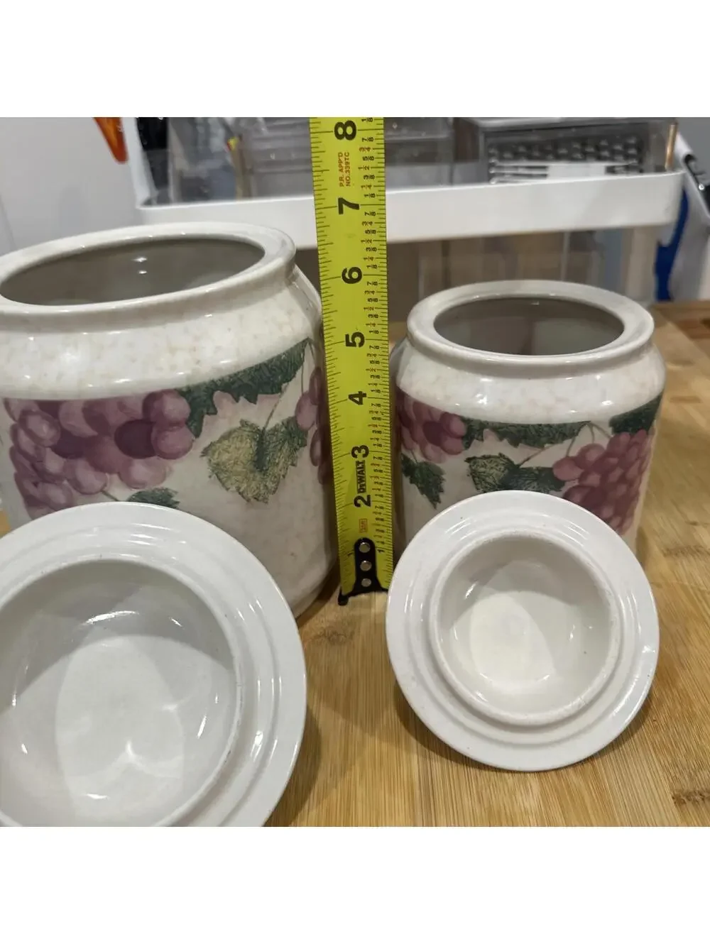 2 VTG Fairfield Grape valley Sugar Cookie Jars Canisters Stoneware Disc'd EUC *